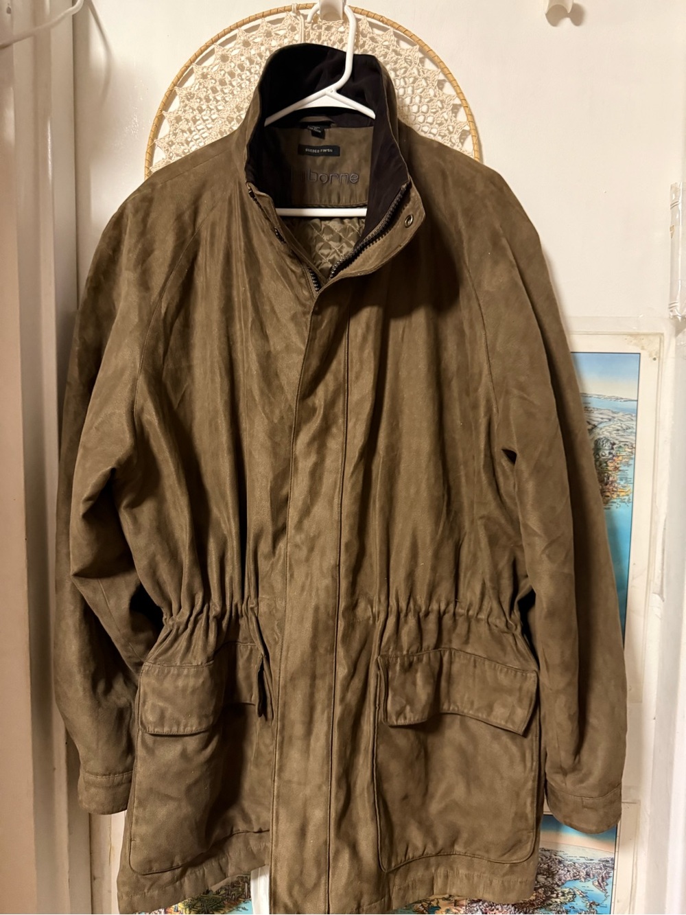 Men's Olive Green Suede Field Jacket